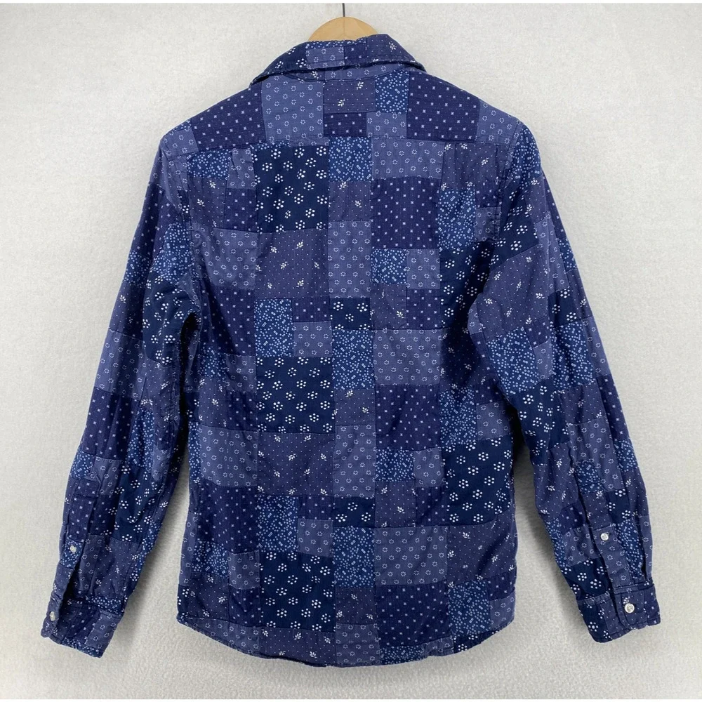 J.CREW Shirt Mens S Slim Bandana Patchwork Button Up Long Sleeve Cotton Blue